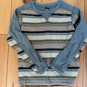 Tea Collection Blue/Green Stripe Long Sleeve T-Shirt; Size 5.